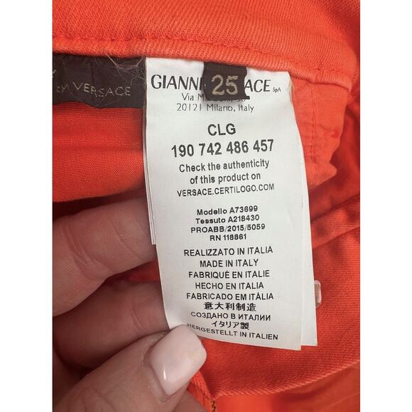 Women's Versace Runway Coral Medusa Motif Denim Jeans Size 25 - Picture 7 of 16